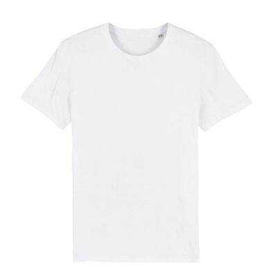 Men's white organic cotton T-shirt with round neck