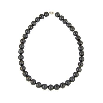 Collier Oeil de Fermoir argentucon - Pierres boules 12mm - 78 cm- Fermoir or 1