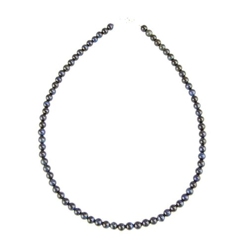 Collier Oeil de Fermoir argentucon - Pierres boules 6mm - 78 cm- Fermoir argent