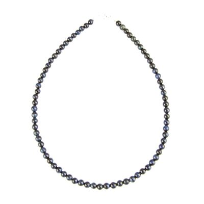 Silver clasp eye necklace - 6mm ball stones - 100 cm - Silver clasp