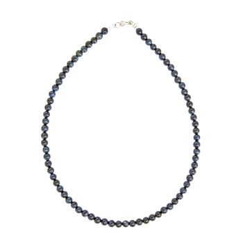 Collier Oeil de Fermoir argentucon - Pierres boules 6mm - 100 cm- Fermoir argent 2