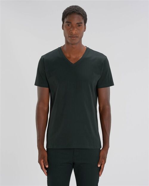 T-shirt Homme col V noir en coton BIO