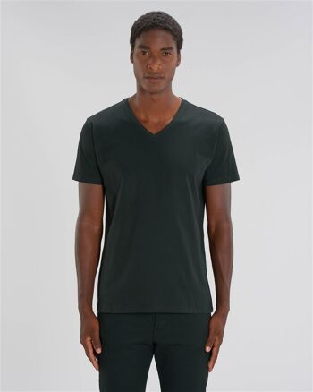 T-shirt Homme col V noir en coton BIO 1