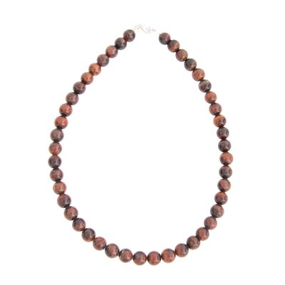Bull's eye necklace - 10mm ball stones - 39 cm - Silver clasp
