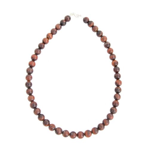 Collier Oeil de taureau - Pierres boules 10mm - 42 cm- Fermoir or