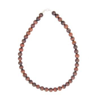 Collier Oeil de taureau - Pierres boules 10mm - 42 cm- Fermoir or 2