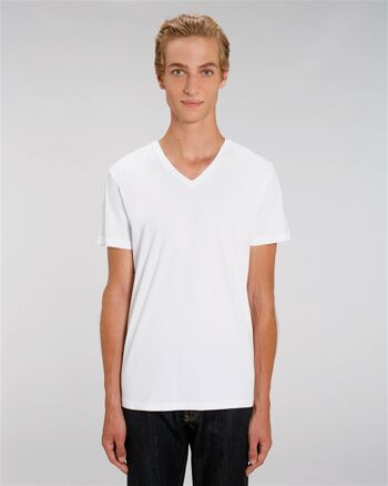 T-shirt Homme col V blancen coton BIO 1
