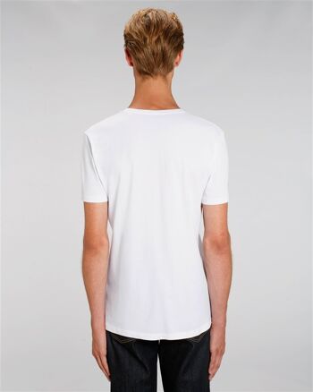 T-shirt Homme col V blancen coton BIO 3