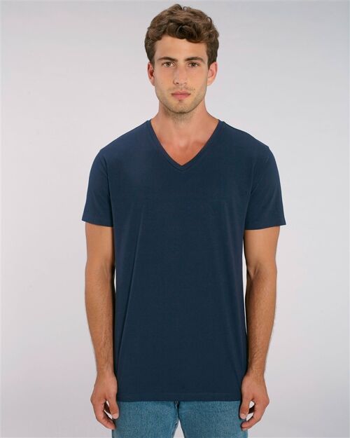 T-shirt Homme col V bleu nuit en coton BIO