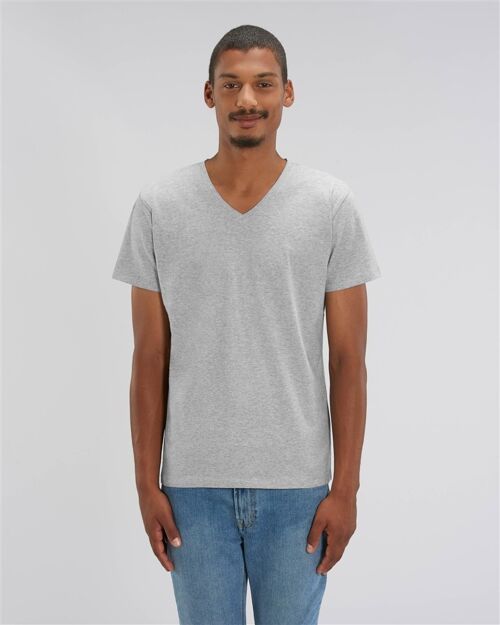 T-shirt Homme col V gris chiné en coton BIO