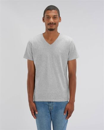 T-shirt Homme col V gris chiné en coton BIO 1