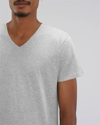 T-shirt Homme col V gris chiné en coton BIO 2