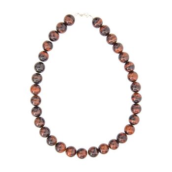 Collier Oeil de taureau - Pierres boules 14mm - 78 cm- Fermoir or 2