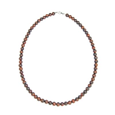 Collier Oeil de taureau - Pierres boules 6mm - 42 cm- Fermoir or