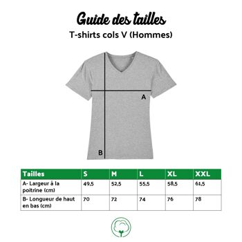 T-shirt Homme col V bordeaux en coton BIO 4