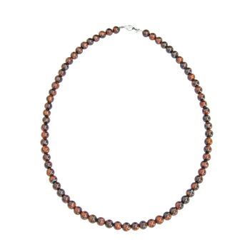 Collier Oeil de taureau - Pierres boules 6mm - 78 cm- Fermoir or 1