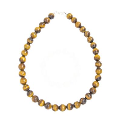 Tiger eye necklace - 12mm ball stones - 39 cm - Gold clasp