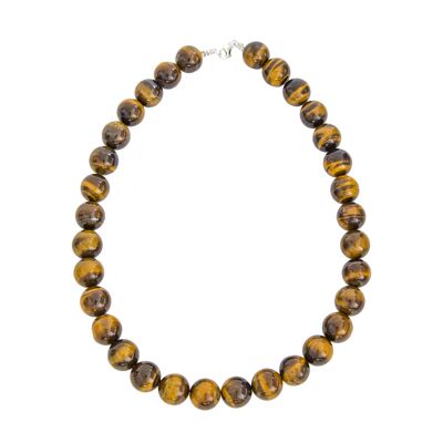 Tiger eye necklace - 14mm ball stones - 39 cm - Gold clasp