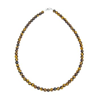 Collier Oeil de tigre - Pierres boules 6mm - 39 cm- Fermoir or 1