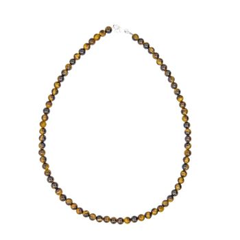 Collier Oeil de tigre - Pierres boules 6mm - 78 cm- Fermoir or 2