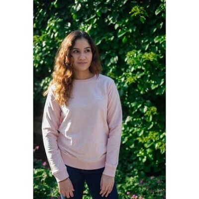 Sudadera rosa jaspeado crema mixta de algodón orgánico