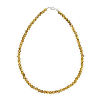 Collar ojo de tigre dorado - Piedras bola 6mm - 39 cm - Cierre plata