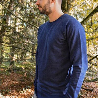 Blaues gemischtes Sweatshirt aus Bio-Baumwolle