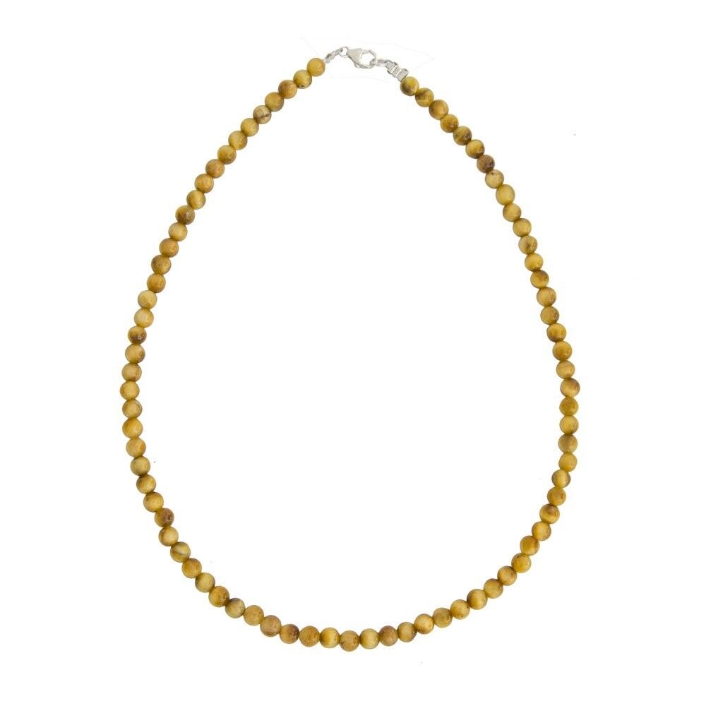 Collar ojo de tigre dorado - Piedras bola 6mm - 56 cm - Cierre de oro