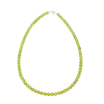 Collier Olivine - Pierres boules 6mm - 39 cm- Fermoir or 1