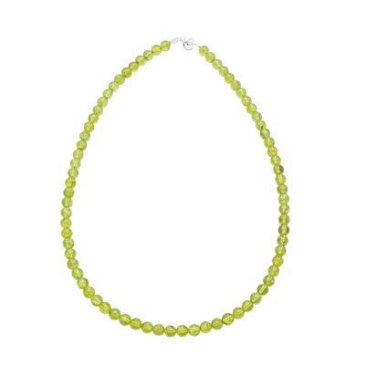 Olivine necklace - 6mm ball stones - 100 cm - Silver clasp