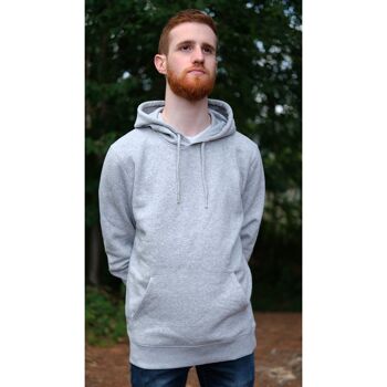 Sweat capuche mixte gris chiné en coton BIO 1