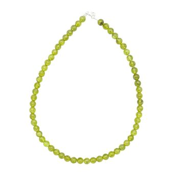 Collier Olivine - Pierres boules 8mm - 42 cm- Fermoir or 2