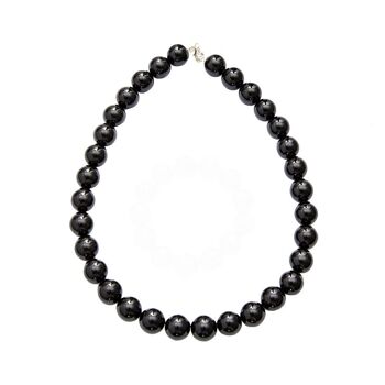 Collier Onyx - Pierres boules 14mm - 39 cm- Fermoir or 1