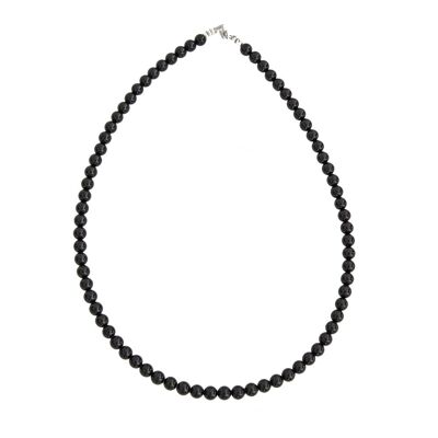 Onyx necklace - 6mm ball stones - 39 cm - Silver clasp