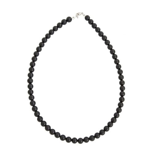 Collier Onyx - Pierres boules 8mm - 56 cm- Fermoir or