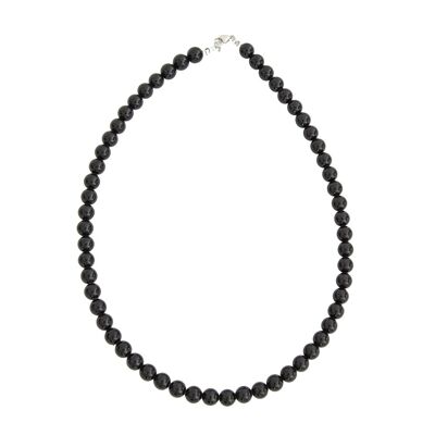 Onyx necklace - 8mm ball stones - 100 cm - Silver clasp