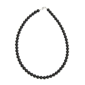 Collier Onyx - Pierres boules 8mm - 100 cm- Fermoir or 1