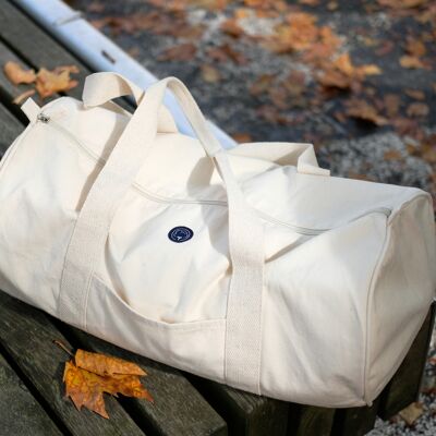 Beige organic cotton duffel bag