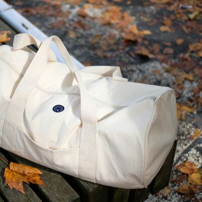Beige organic cotton duffel bag