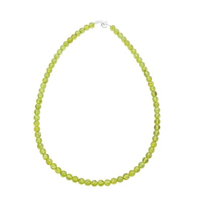 Peridot-Halskette – 6 mm Kugelsteine – 78 cm – Silberverschluss