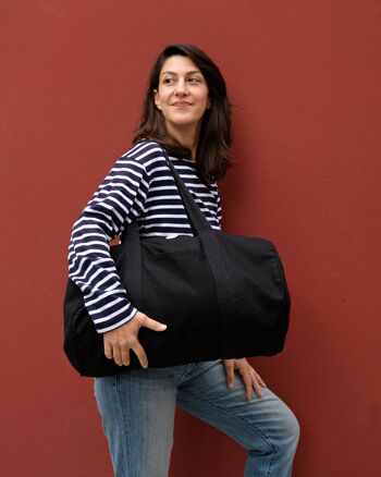 Sac polochon noir en coton BIO 1