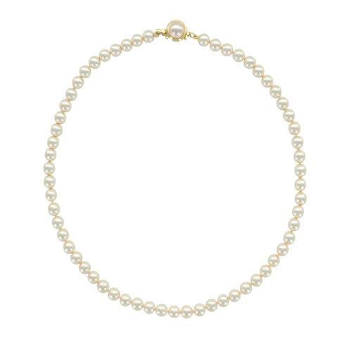 Collier Perles de Majorque blanches - Perles boules 6mm - 40