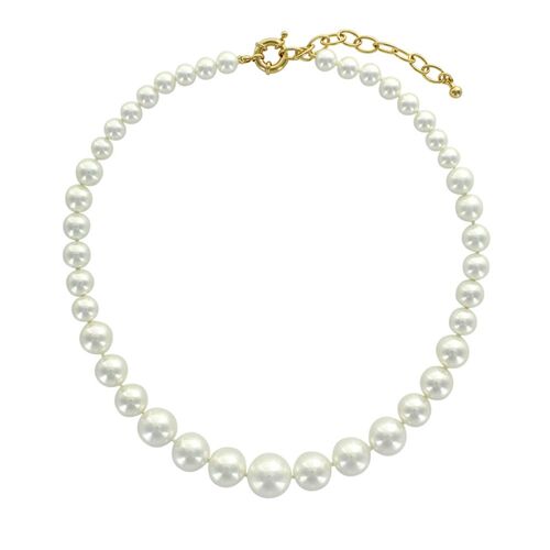 Collier Perles de Majorque blanches - Pierres boules 8/14mm