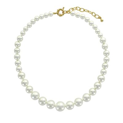 Halskette Perlen von Mallorca weiß - Steine Kugeln 8/14mm