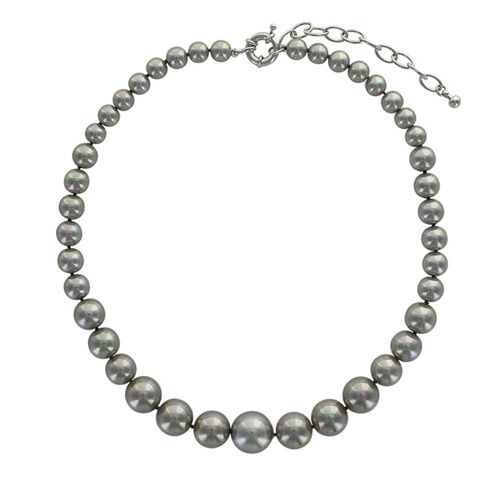 Collier Perles de Majorque grises - Pierres boules 8/14mm