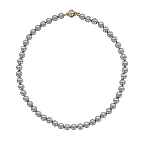 Collier Perles de Majorque grises - Pierres boules 8mm - 42 cm- RPO