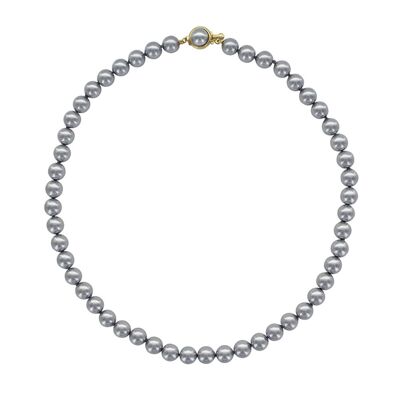 Collier Perles de Majorque grises - Pierres boules 8mm - 42 cm- RPO
