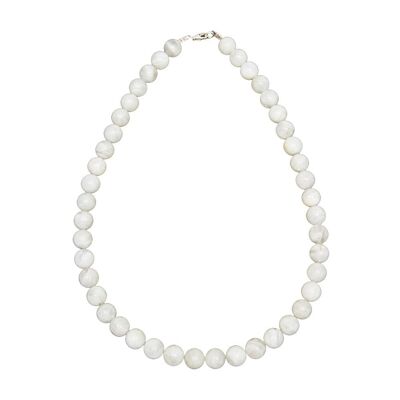 Collana Moonstone - Pietre a sfera 10mm - 39 cm - Chiusura in argento