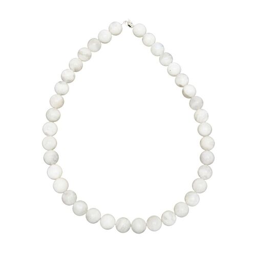 Collier Pierre de lune - Pierres boules 12mm - 39 cm- Fermoir or