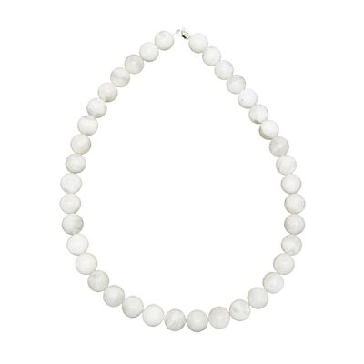 Collier Pierre de lune - Pierres boules 12mm - 42 cm- Fermoir or